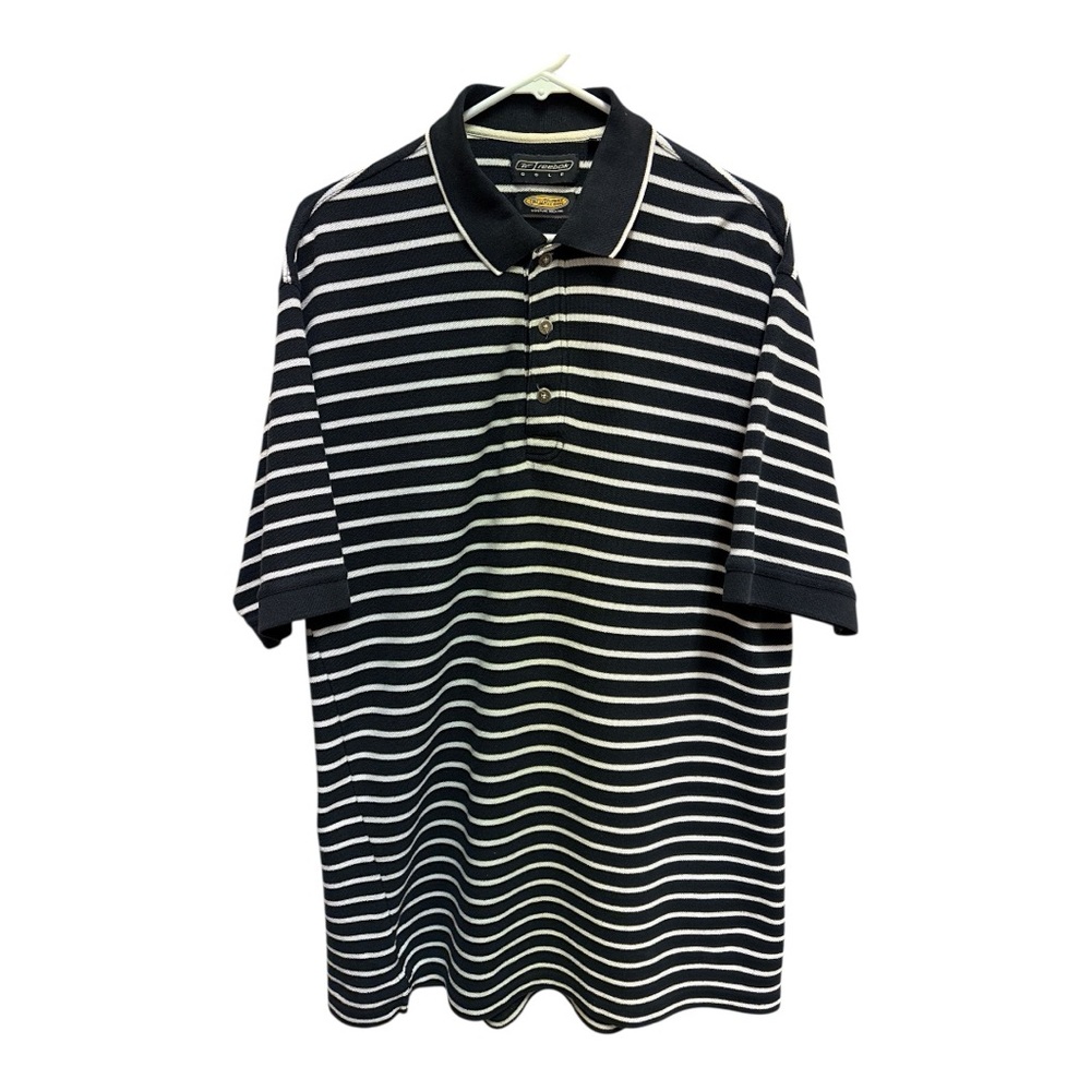 Classic Black and White Striped Polo Shirt